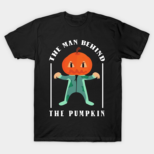 Man Behind Pumpkin Halloween Pregnancy Announcement T-Shirt by TheBestHumorApparel